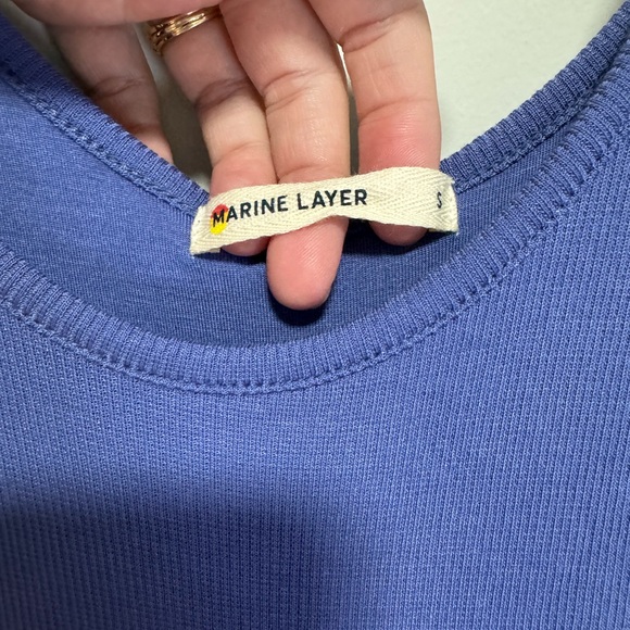 NWOT Marine Layer Women's Dress Lexi Rib Fit Flare Midi Sz S Blue Casual Summer - Picture 9 of 9